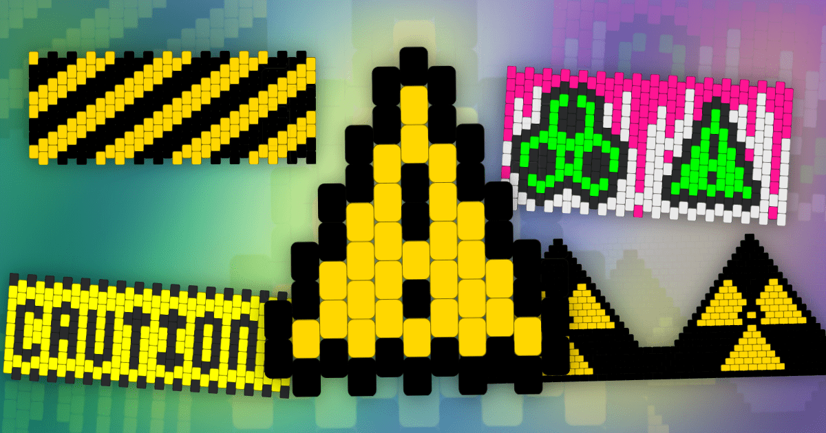30 Free Caution Pony Bead Patterns - You've Been Warned!