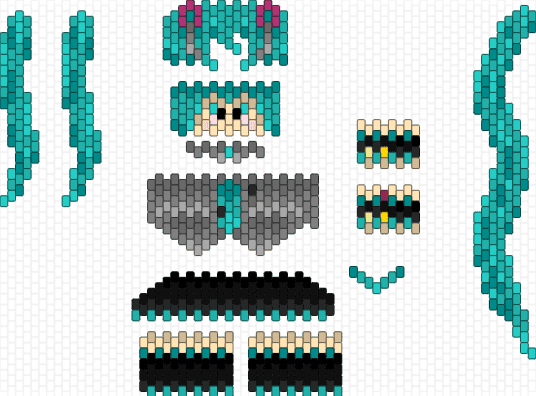 3D Hatsune Miku vocaloid for @cosmicvoid (two alt hair lengths!)