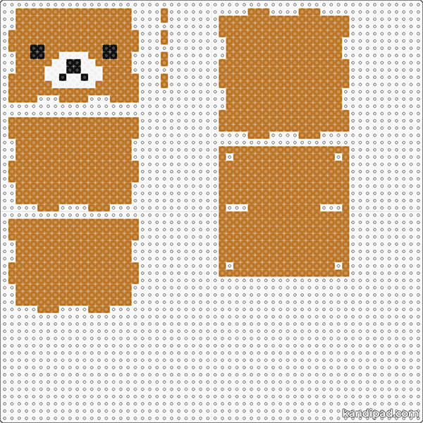 3D fuse bead pattern for a light brown teddy bear chest
