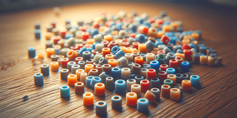 Assorted colors of fuse beads spread on a table