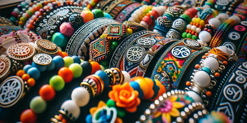 Colorful kandi bracelets at a music festival