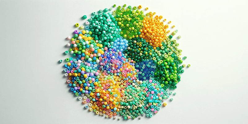 Selection of vibrant spring-colored beads