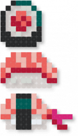 sushi perler set - red,beige