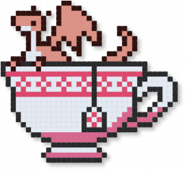 Tea Dragon - animal, beige, brown, cup, cute, dragon, food, mythological, red, tea, tea dragon, teacup, white