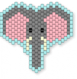 Elephant Face - animal, charm, cute, elephant, gray, grey, pink