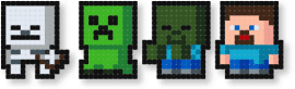 MC Mobs - beige, black, character, characters, colorful, creeper, gaming, gold, minecraft, steve, video game