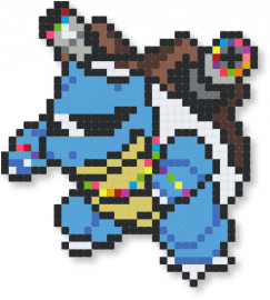 Rave Blastiose - black, blastiose, blastoise, colorful, creature, fun, gaming, kandi, light blue, music, nintendo, party, pokemon, rave, trippy, video game, yellow