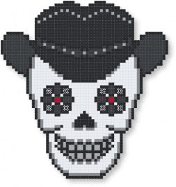 lil texas skull - black, country, cowboy, gray, halloween, music, punk, skull, spooky, western, white