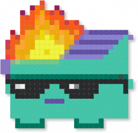 Dumpster fire - dumpster,fire,sunglasses,character,dumpster fire,trash,waste,orange,teal