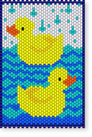 2 Ducks in Water Panel - blue,light blue,yellow