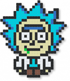 Rick - adult swim, black, cartoon, character, chibi, light blue, rick, rick and morty, rick sanchez, rickmorty, scifi, tv show, yellow