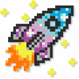 Sparkly Space Ship - rocket ship,space,astronaut,spaceship,vehicle,star,galaxy,scifi,light blue,pink,yellow,orange