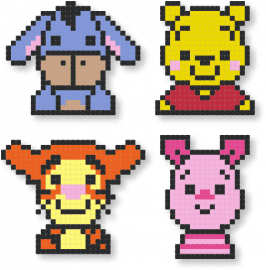 pooh and friends 1 - light blue, pink, yellow