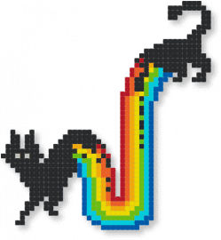 Rainbow Cat! - black,orange,green,blue,colorful,cat,rainbow,unique,long,cute