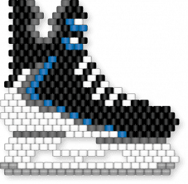 Hockey Ice Skate Peyote Charm (20×28) - charm, footwear, gray, hockey, peyote, shoe, skate, sport, sports, white