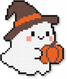 Ghost with pumpkin - brown, orange, white