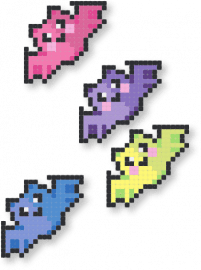 Mini Cute Bats - pink,yellow,light blue,bats,mini bats,pastel bats,cute bats