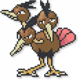 Dodrio (GSC Revamp) - black, character, dodrio, game boy, gaming, nintnedo, pokemon, revamp, tan, video games