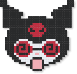 kuromi rezz - anime, black, character, dj, edm, hypnotic, kuromi, mashup, music, red, rezz, sanrio