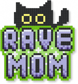 Rave Mom (with cat :3) - animal, black, black cat, cat, edm, festival, green, mom, music, pink, purple, rave
