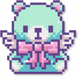 🧁 ;; bear perler ~ ♪ - cutecore, light blue, pastel, perler, purple