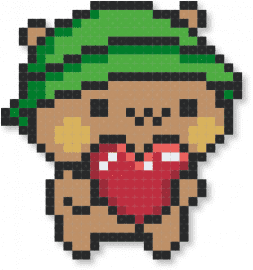 Dudu Love - bear, bucket hat, dudu, green, heart, love, tan