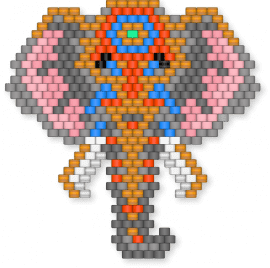 Colorfull Elephant - gray,orange,pink