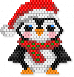 A little Christmas Penguin - beige, red