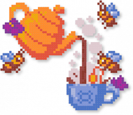 Honey Bee Tea - bee, bugs, cute, kawaii, orange, red, tea