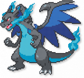 mega charizard x - blue, gray, light blue