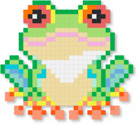 Tree Frog - beige, green, orange