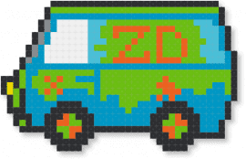 ZD mystery van - cartoon, dj, edm, green, light blue, music, mystery machine, scooby doo, zeds dead