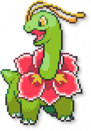 Meganium - PKMN HGSS - flora, gaming, gold, green, meganium, pink, plant, pokemon, red, video game