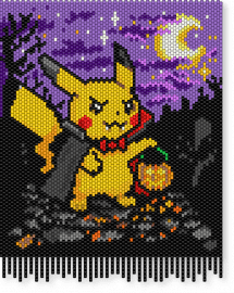 Halloween pikachu large wall hanging - black, brown, gaming, halloween, pikachu, pokemon, purple, spooky, wall art, yellow
