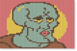 Squidward HandsomePants - brown, red, teal