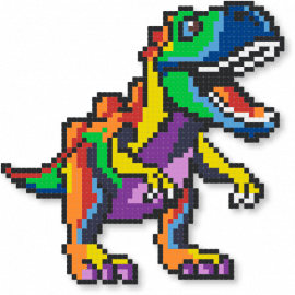 Rainbow T. rex dinosaur - animal, colorful, dinosaur, geometric, orange, prehistoric, purple, reptile, trex, yellow