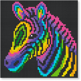 Rainbow Zebra - black, green, pink, purple