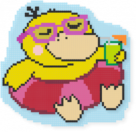 Psyduck in floaty - colorful, pink, pokmon, psyduck, yellow