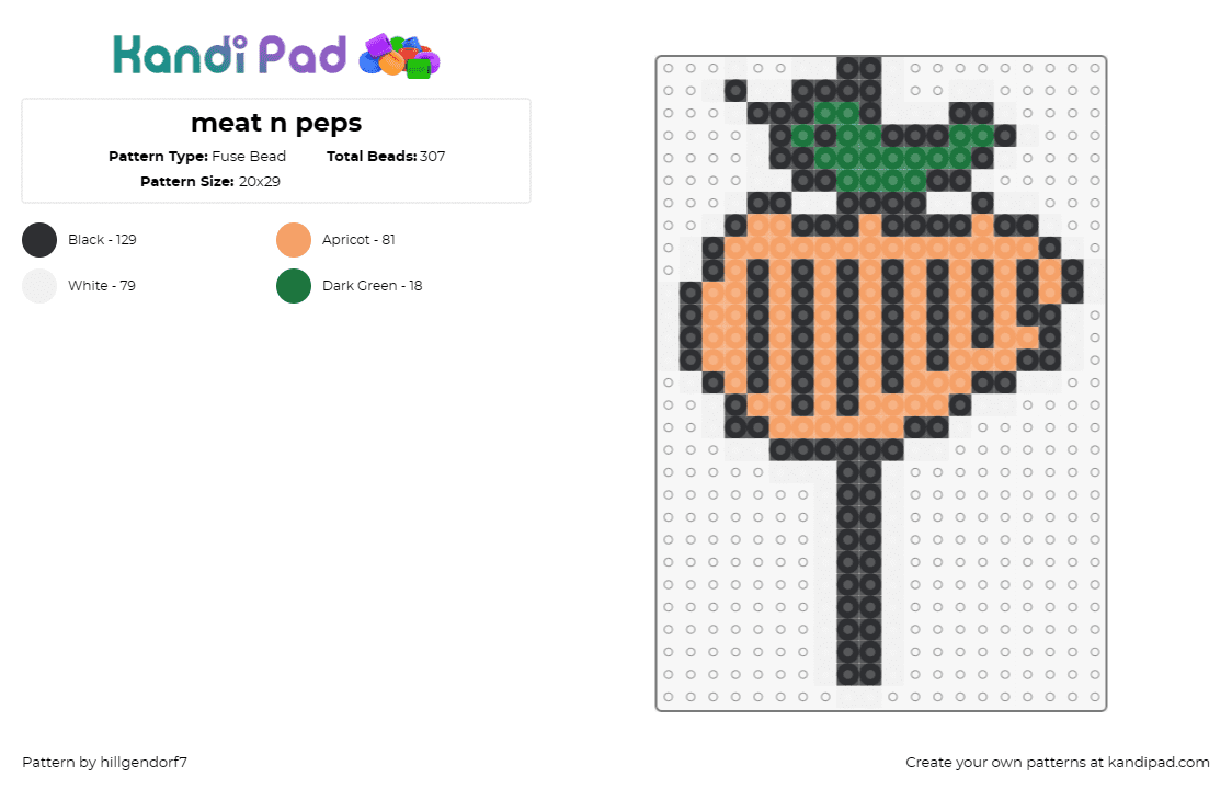 meat n peps - Fuse Bead Pattern by hillgendorf7 on Kandi Pad - steak,pepper,kabob,food,grill,summer,tan,green,black