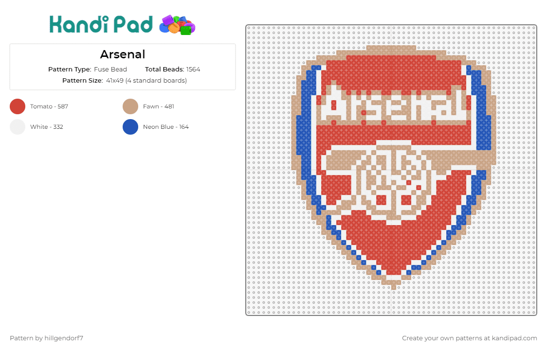 Arsenal - Fuse Bead Pattern by hillgendorf7 on Kandi Pad - arsenal,soccer,futbol,sports