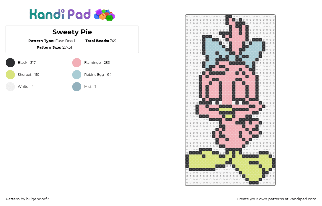 Sweety Pie - Fuse Bead Pattern by hillgendorf7 on Kandi Pad - sweety pie,tiny toons,bird,looney tunes,tweety,character,tv show,cartoon,classic