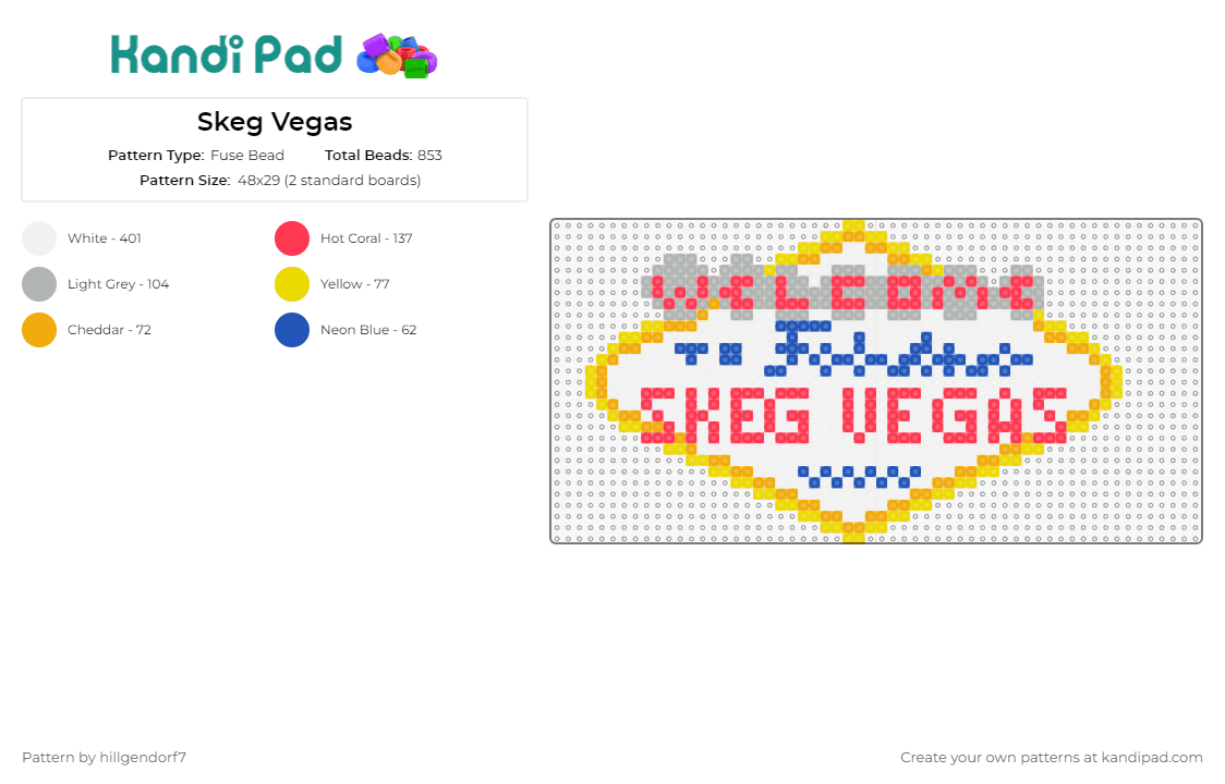 Skeg Vegas - Fuse Bead Pattern by hillgendorf7 on Kandi Pad - las vegas,sign,neon