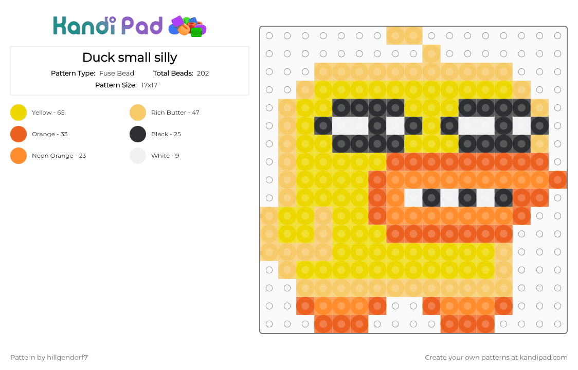 Duck small silly - Fuse Bead Pattern by hillgendorf7 on Kandi Pad - 
