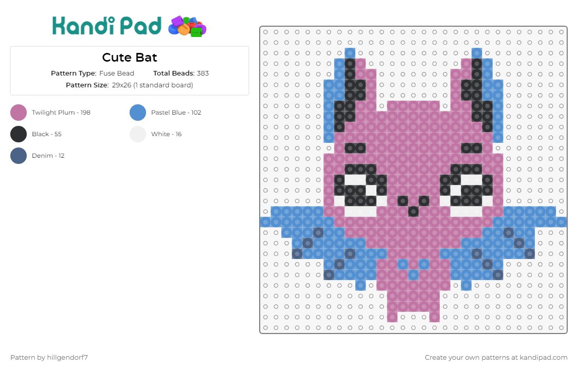 Cute Bat - Fuse Bead Pattern by hillgendorf7 on Kandi Pad - bat,halloween,cute