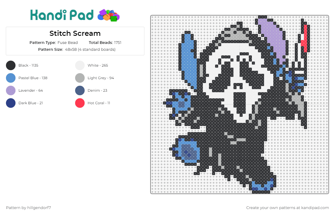 Stitch Scream - Fuse Bead Pattern by hillgendorf7 on Kandi Pad - stitch,lilo and stitch,halloween,scream,ghost face,spooky