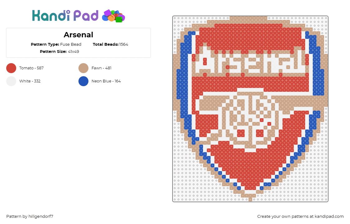 Arsenal - Fuse Bead Pattern by hillgendorf7 on Kandi Pad - arsenal,soccer,futbol,sports