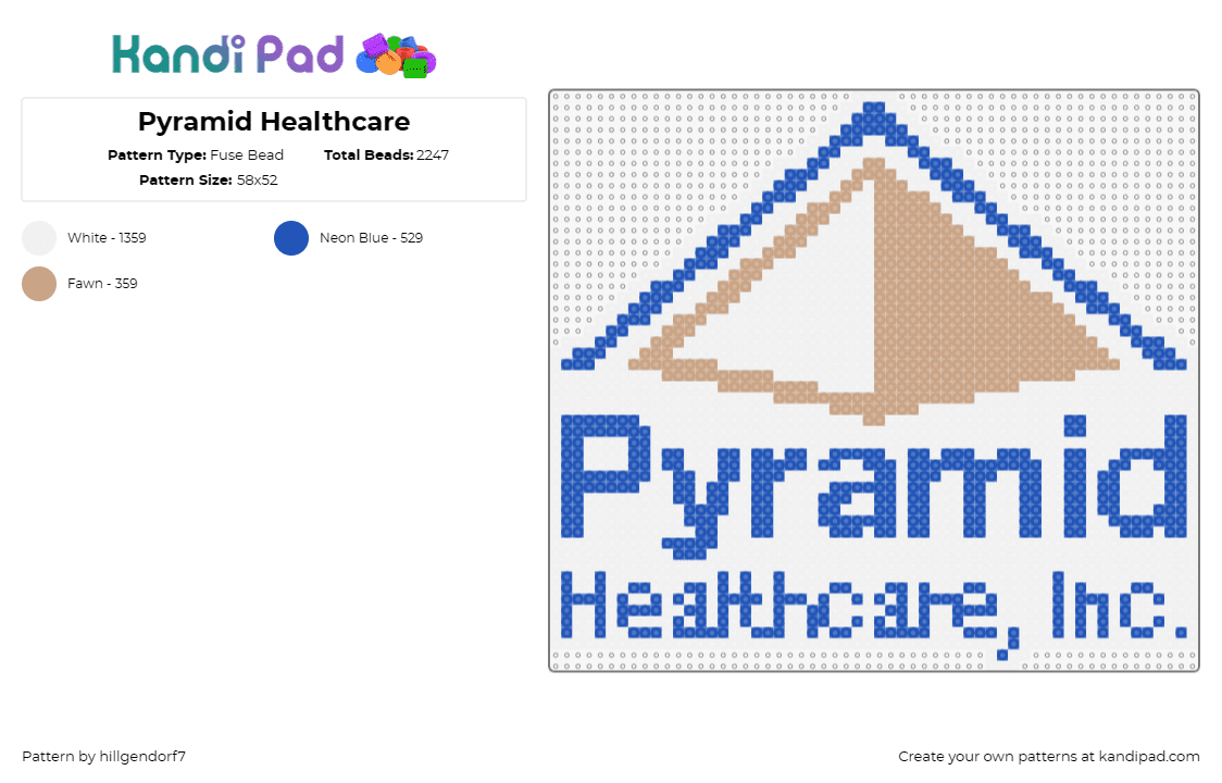 Pyramid Healthcare - Fuse Bead Pattern by hillgendorf7 on Kandi Pad - pyramid,healthcare,logo,geometric,blue,beige