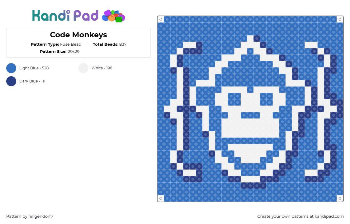 Code Monkeys - Fuse Bead Pattern by hillgendorf7 on Kandi Pad - monkeys,animals,discord,programming