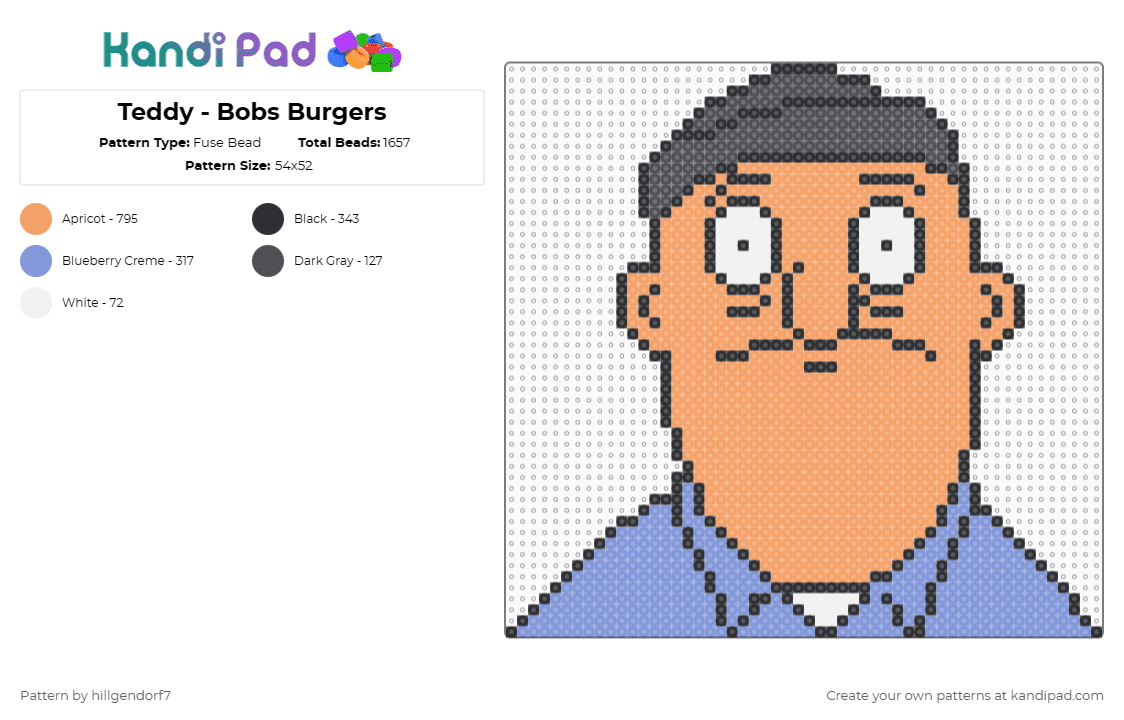 Teddy - Bobs Burgers - Fuse Bead Pattern by hillgendorf7 on Kandi Pad - teddy,bobs burgers,orange