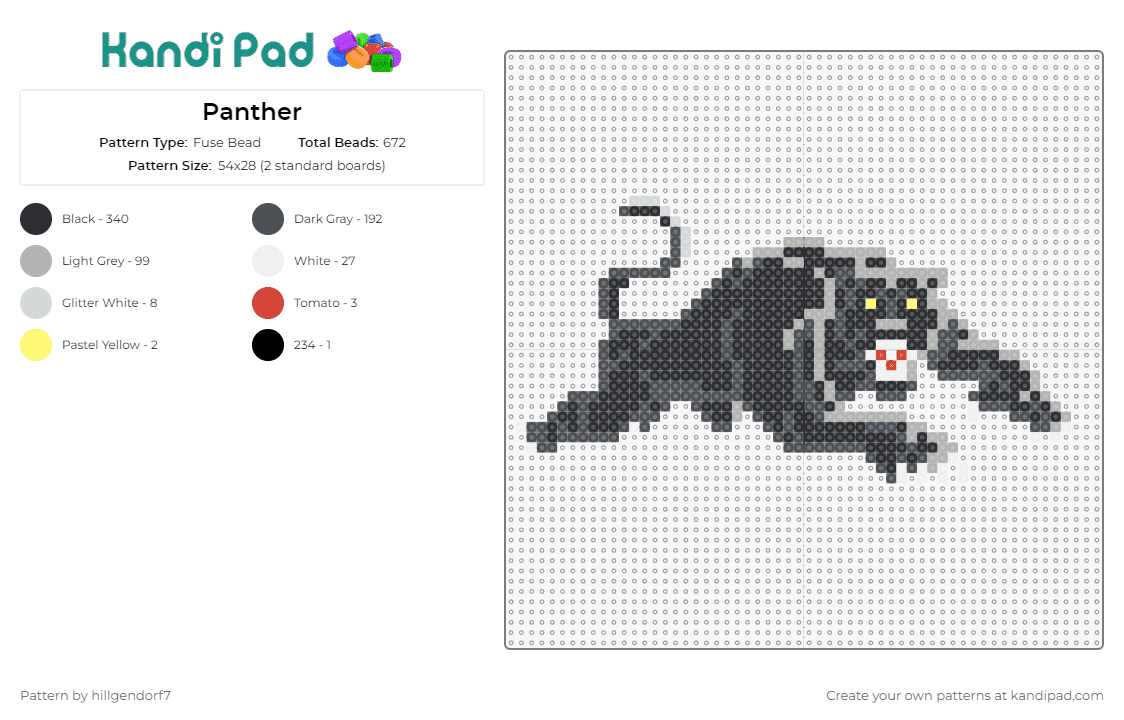Panther - Fuse Bead Pattern by hillgendorf7 on Kandi Pad - panther,cat,animal